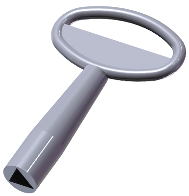 Clé pour serrure triangulaire.