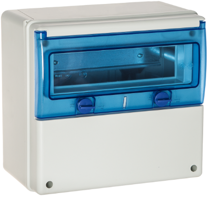 Coffret industriel de distribution de 11 modules.