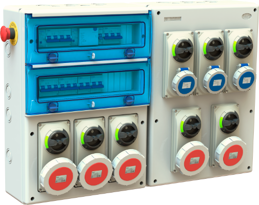 Coffret de chantier equipé de 32 modules, 63A.