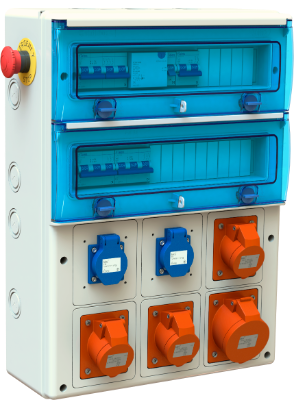 Coffret de chantier equipé de 32 modules, 63A.