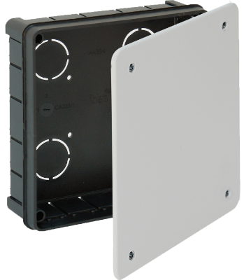 Boîte de jonction encastrée. De 150 x 150 mm. Couvercle avec vis.