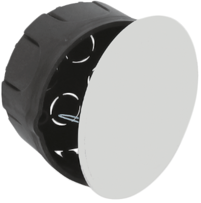 Boîte de jonction encastrée. De Ø 100 mm. Couvercle avec pince en metal.