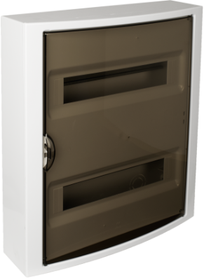 Coffret de distribution de surface de 28 modules. Porte fumée.