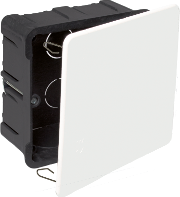 Boîte de jonction pour encastrer dans un murs creux. 164 x 106 mm. Couvercle avec griffe en métal.