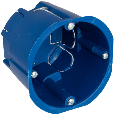 Boîte de jonction pour encastrer dans une cloison sèche. Pour 1 module. Fixation avec griffes en métal.