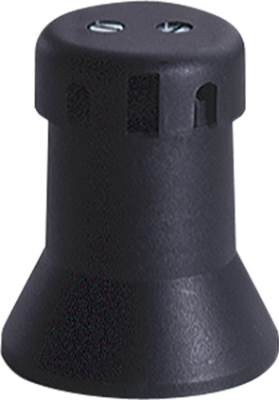 Douille E-27 pour les foires. 4A 250V~. Ancrage par tige commerciale de 1,5 x 5 mm.