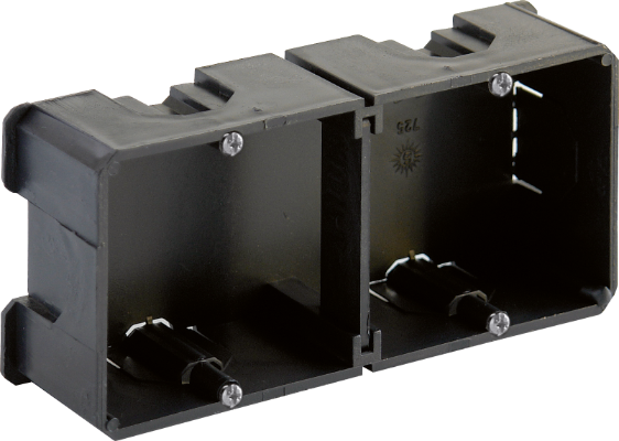 Boîte pour mécanismes encastrée. 2 modules, 145 x 67 x 42 mm. Universelle.