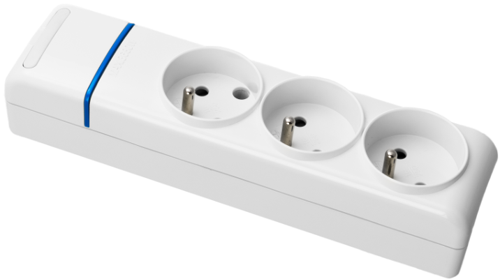 Bloc multiprise de 3 prises 2P+T (système français), 16A 250V~. MÁX. 3680W.