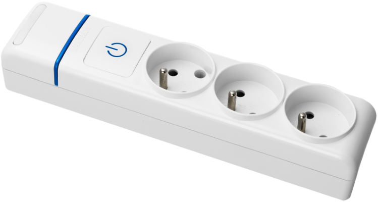 Bloc multiprise de 3 prises 2P+T (système français), 16A 250V~ Avec interrupteur lumineux.. MÁX. 3680W.