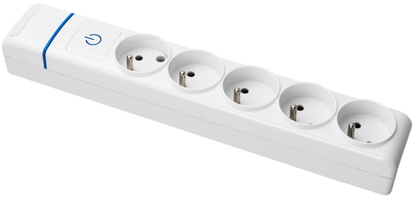 Bloc multiprise de 5 prises 2P+T (système français), 16A 250V~ Avec interrupteur lumineux.. MÁX. 3680W.