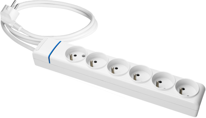 Rallonge multiprise de 6 prises 2P+T (système français), 16A 250V~. MÁX. 3680W. 1,5 m de câble H05VV-F 3G1,5mm².