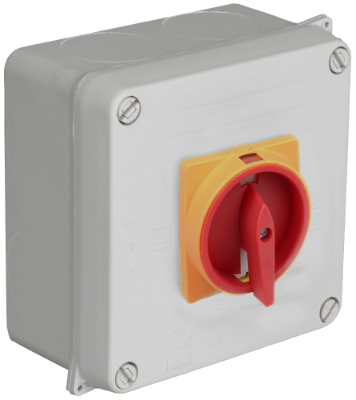 Boîte étanche assemblée 100 x 100 x 55 mm avec interrupteur 2P, 16A.