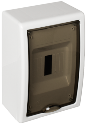 Coffret de distribution de surface de 4 modules. Porte fumée.