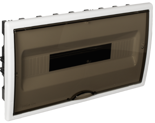 Coffret de distribution encastré de 18 modules. Porte fumée.