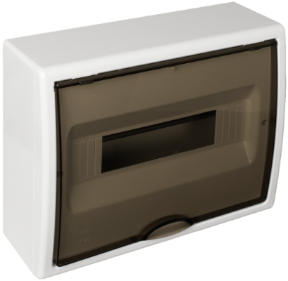 Coffret de distribution de surface de 12 modules. Porte fumée.