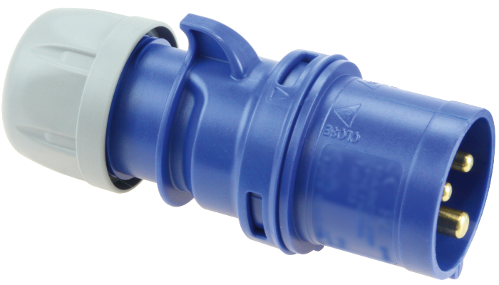 Fiche industrielle mobile 2P+T, 16A 230V~. IP44.