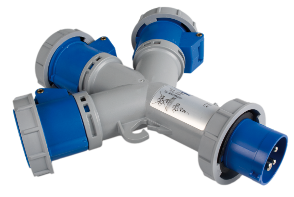 Adaptateur triple industrial 2P+T, 16A 230V~