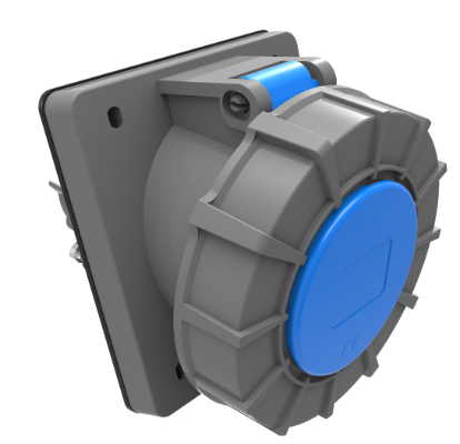 Prise industrielle tableau inclinée 2P+T, 32A 230V~. IP67.