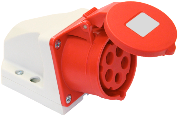 Prise industrielle mural 3P+T, 16A 400V~. IP44.