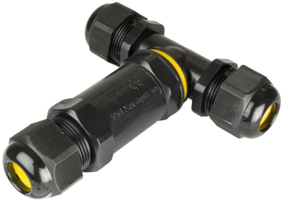 Connecteur de dérivation en T étanche 3P. IP68.