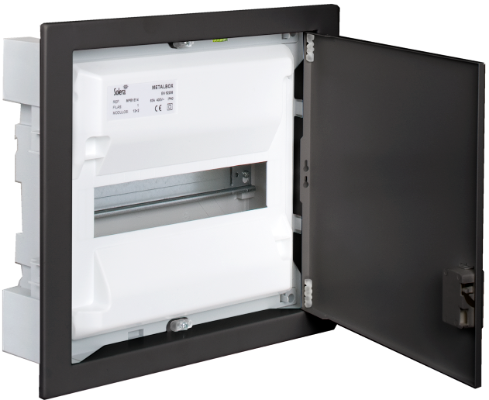 Boîte de distribution encastrée de 14 modules. Avec cadre et porte métalliques, Couleur Graphite
