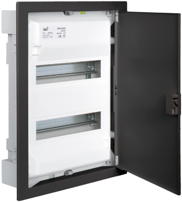 Boîte de distribution encastrée de 28 modules. Avec cadre et porte métalliques, Couleur graphite