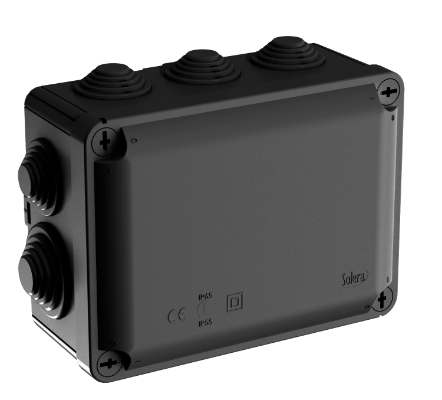 Boîte étanche Ybox de connexion 153 x 110 x 65 mm avec cônes. Couleur noire. Marque N (Aenor)