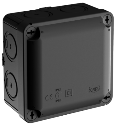 Boîte étanche Ybox de connexion 100 x 100 x 55 mm sans cônes. Couleur noire. Marque N (Aenor)