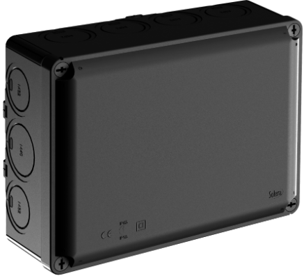 Boîte étanche Ybox de connexion 220 x 170 x 80 mm sans cônes. Couleur noire. Marque N (Aenor)