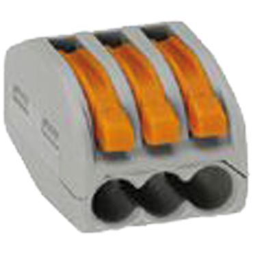 Bloc de bornes. 3 entrées pour câble rigide 4 mm² / flexible 2,5 mm²