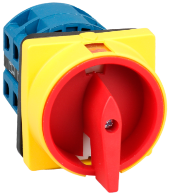 Interrupteur rotatif (0-1), 3 Poles, 50A- 220/440V. Avec verrouillage. Poignée rouge