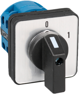 Interrupteur rotatif (0-1), 4 Poles, 80A-220/440V. Poignée noire.