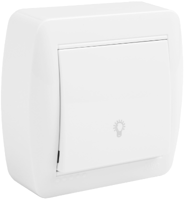 Poussoir lumière 10A 250V~. De surface.