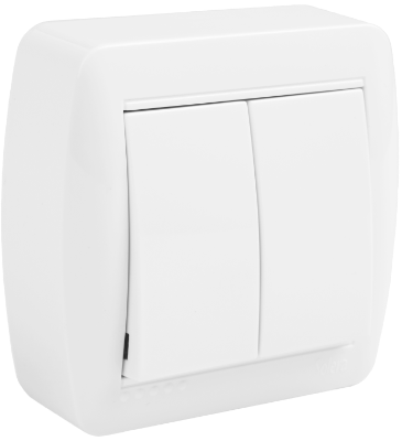 Double commutateur 10AX 250V~. De surface.