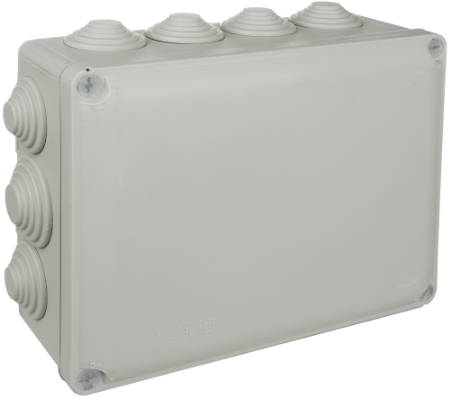 Boîte étanche Ybox de connexion 220 x 170 x 80 mm avec cônes. Couleur gris. Marque N (Aenor).